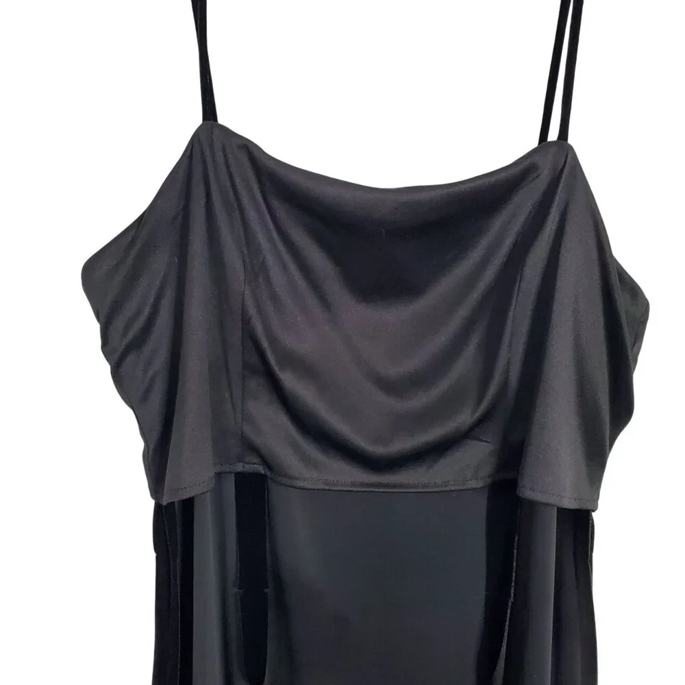 Alex Evenings Size 12 Dress Slip Gown Velvet Spaghetti Strap Evening Back Slit - Picture 13 of 15